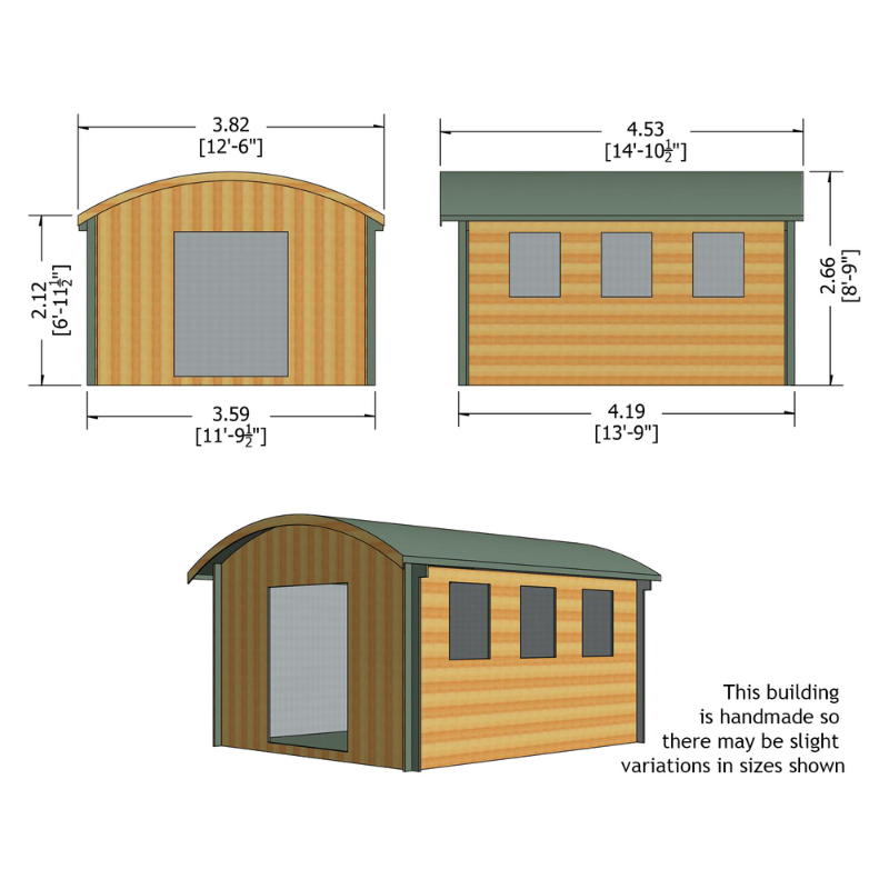 Shire Kilburn Log Cabin - 12 x 14