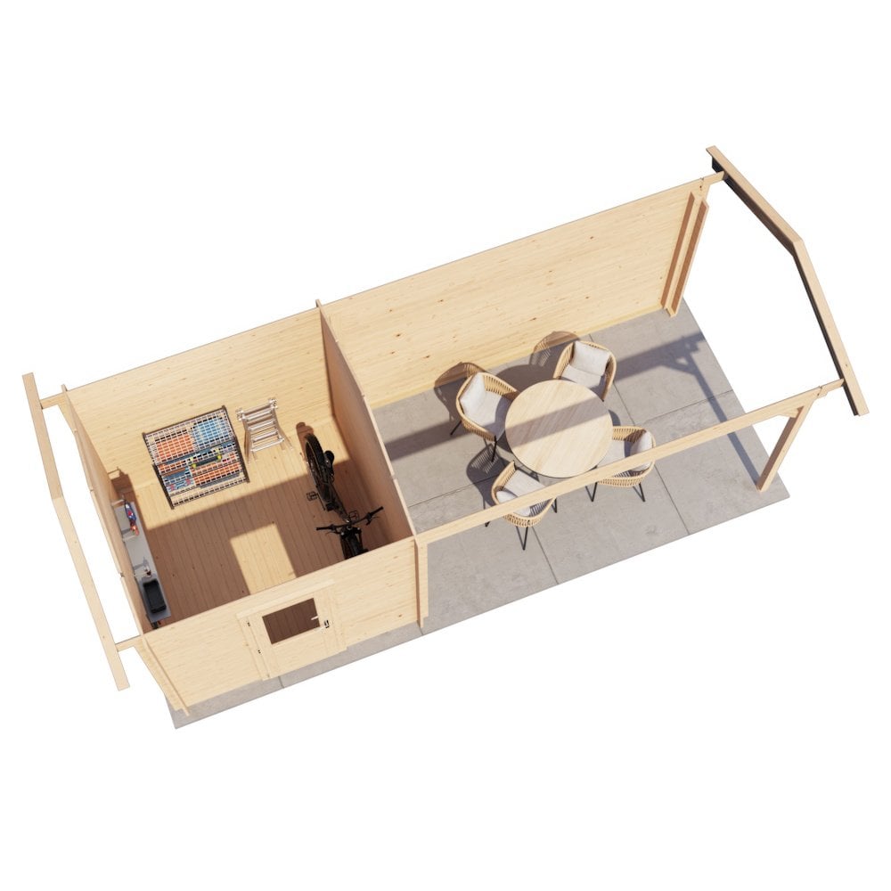 Lugarde Select Log Cabin with veranda Blackpool - 250x250cm + 400cm Lugarde