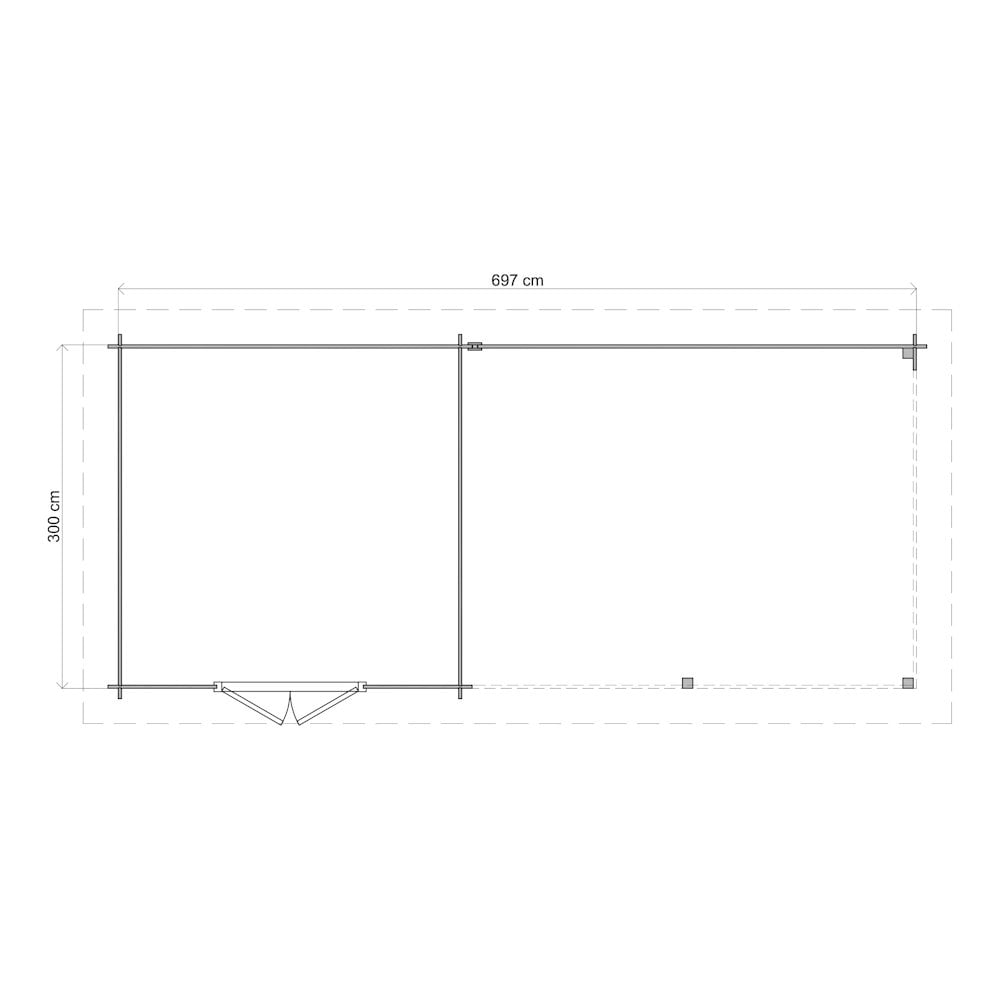 Lugarde Select Log Cabin with veranda Bristol - 300x300cm + 400cm Lugarde