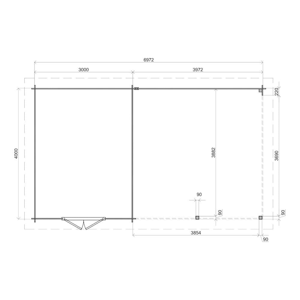 Lugarde Select Log Cabin with veranda Cambridge - 300x400cm + 400cm Lugarde