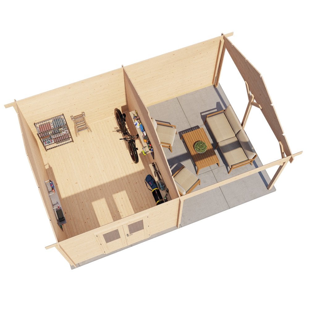 Lugarde Select Log Cabin with veranda Clwyd - 300x400cm + 300cm Lugarde