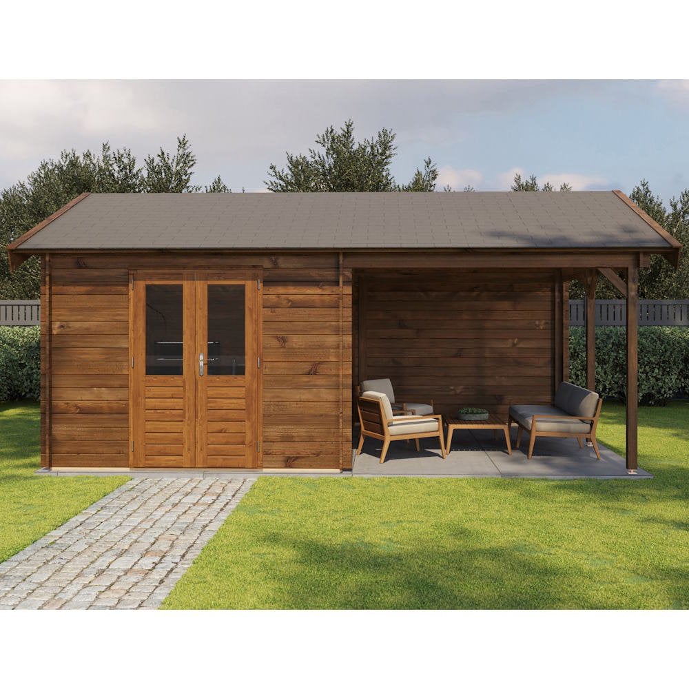 Lugarde Select Log Cabin with veranda Clwyd - 300x400cm + 300cm Lugarde