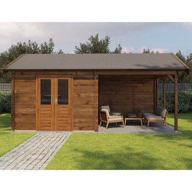 Lugarde Select Log Cabin with veranda Clwyd - 300x400cm + 300cm Lugarde