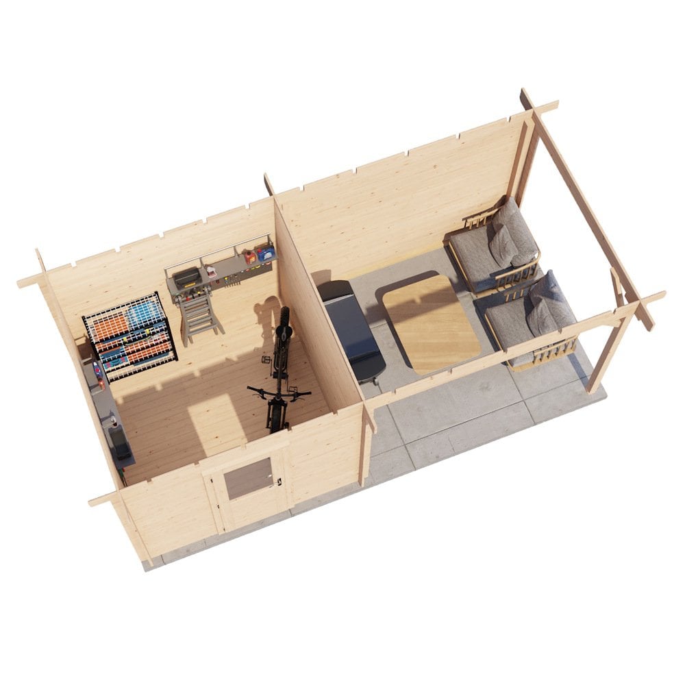 Lugarde Select Log Cabin with veranda Cotswold - 250x250cm + 300cm Lugarde