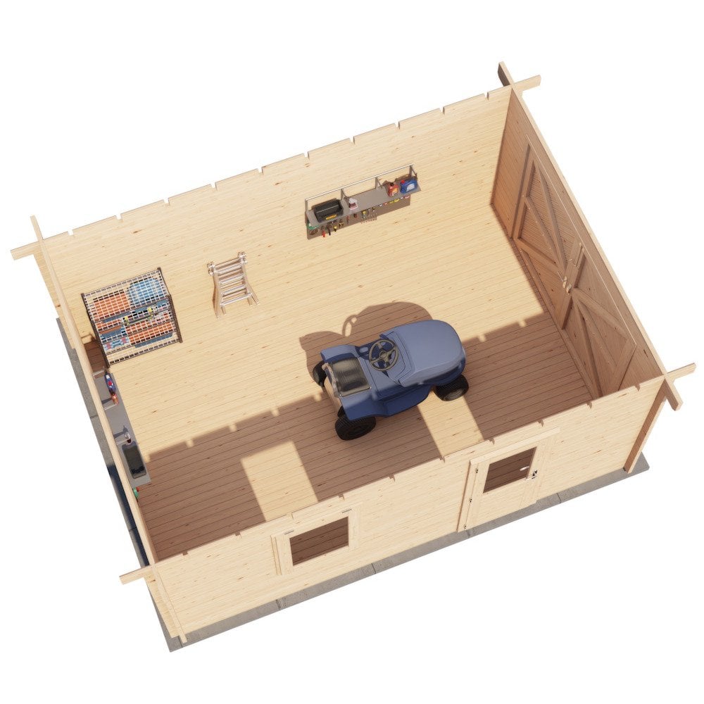 Lugarde Select Log Cabin Anglesey with garage door - 350x500cm Lugarde