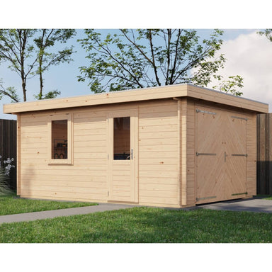 Lugarde Select Log Cabin Anglesey with garage door - 350x500cm Lugarde