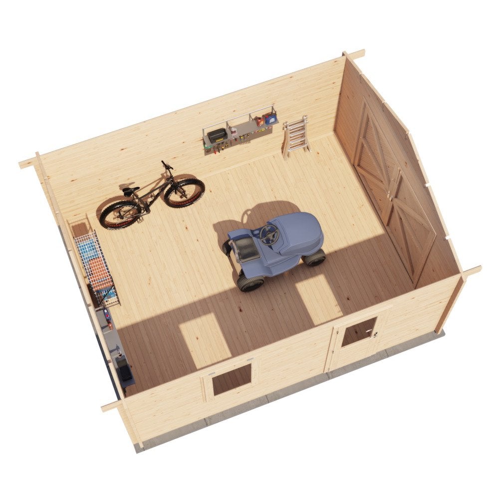 Lugarde Select Log Cabin Derwent with garage door - 400x500cm Lugarde