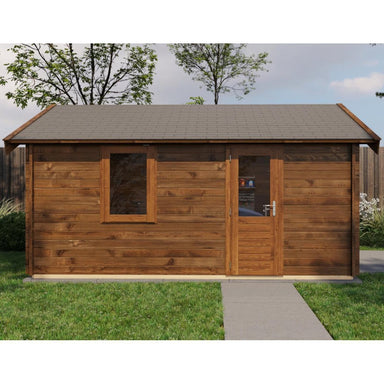 Lugarde Select Log Cabin Derwent with garage door - 400x500cm Lugarde