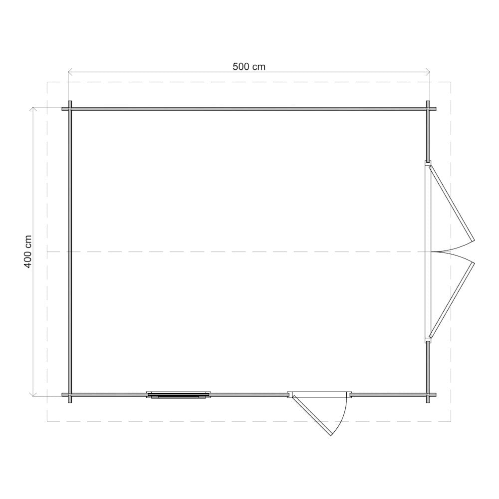 Lugarde Select Log Cabin Derwent with garage door - 400x500cm Lugarde