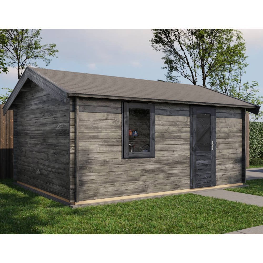 Lugarde Select Log Cabin Derwent with garage door - 400x500cm Lugarde