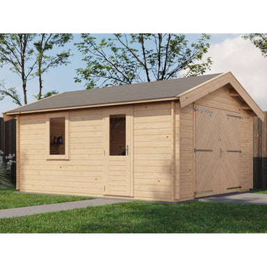 Lugarde Select Log Cabin Derwent with garage door - 400x500cm Lugarde