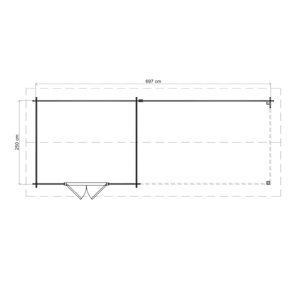 Lugarde Select Log Cabin with veranda Devon - 300x250cm + 400cm Lugarde