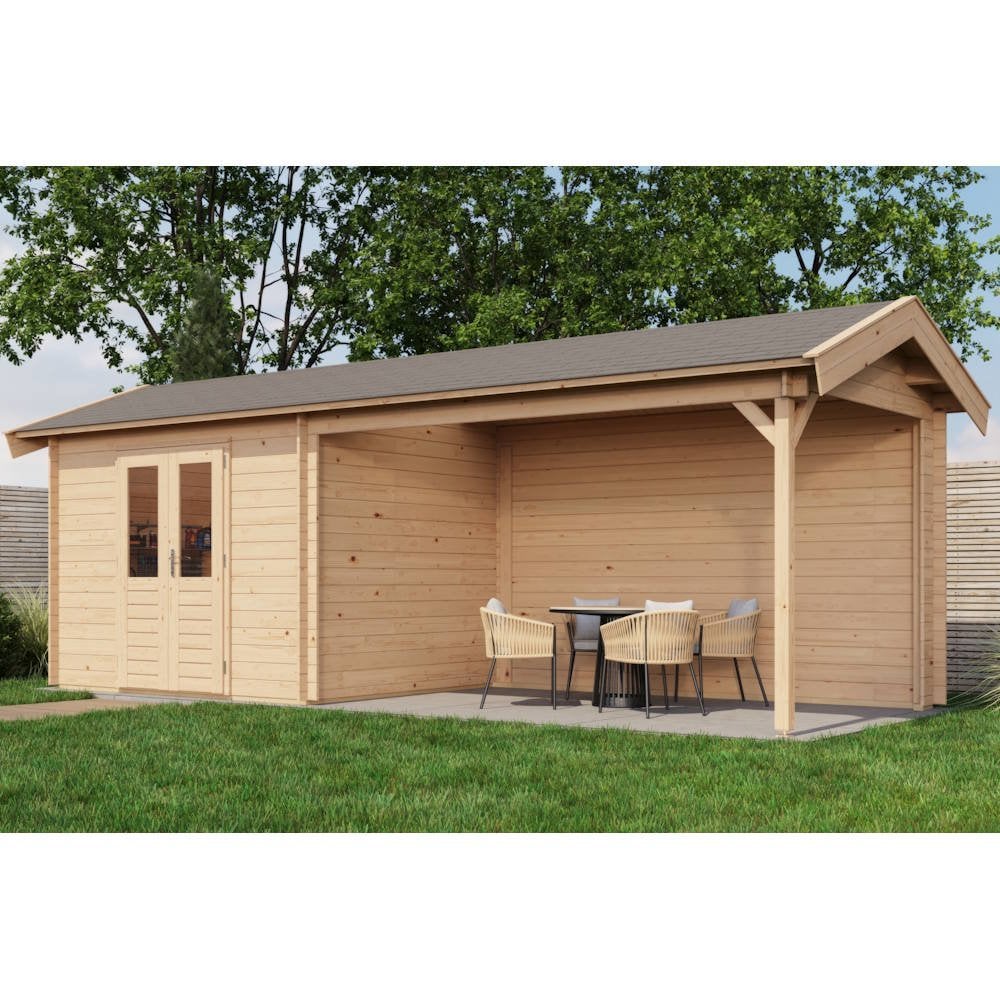 Lugarde Select Log Cabin with veranda Devon - 300x250cm + 400cm Lugarde