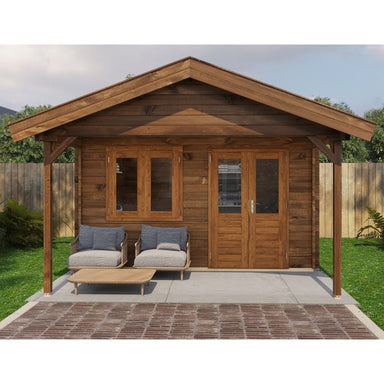 Lugarde Select Log Cabin with veranda Exe - 400x400cm + 200cm Lugarde