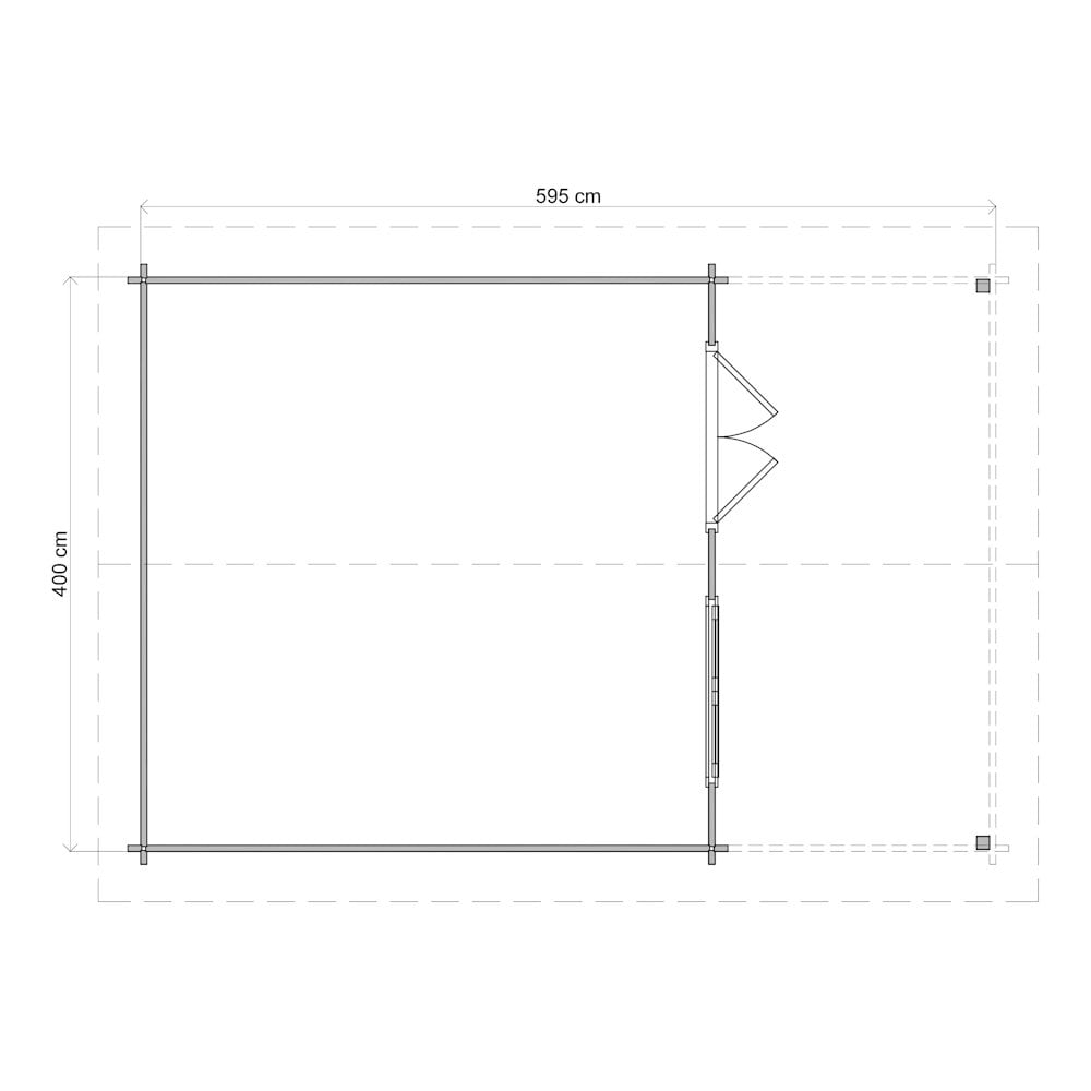Lugarde Select Log Cabin with veranda Exe - 400x400cm + 200cm Lugarde