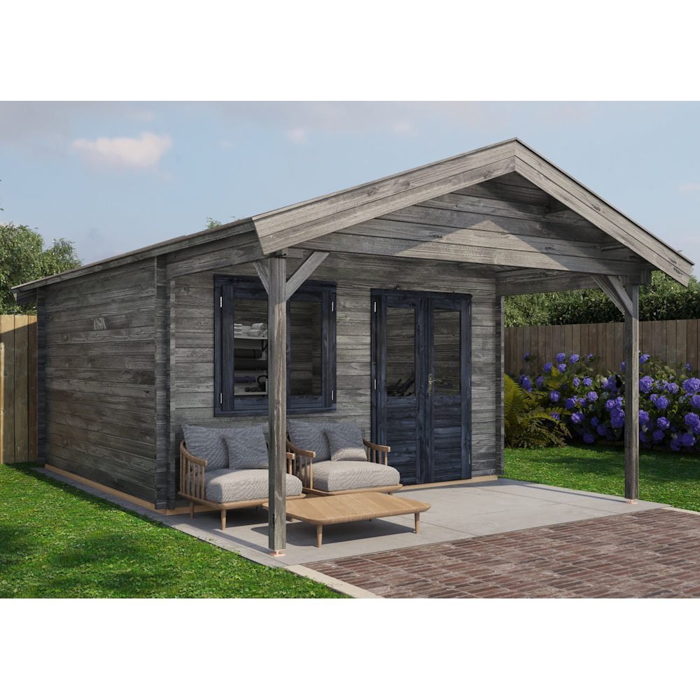 Lugarde Select Log Cabin with veranda Exe - 400x400cm + 200cm Lugarde