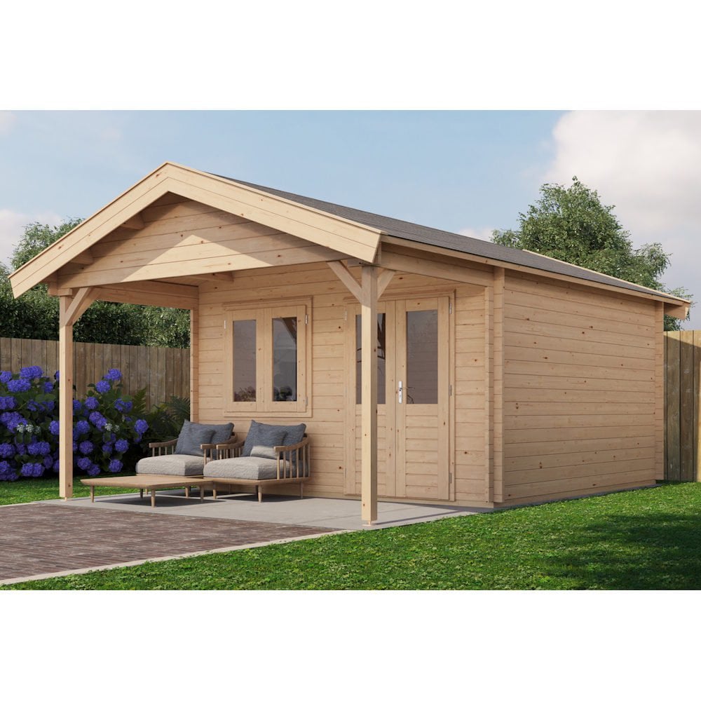 Lugarde Select Log Cabin with veranda Exe - 400x400cm + 200cm Lugarde
