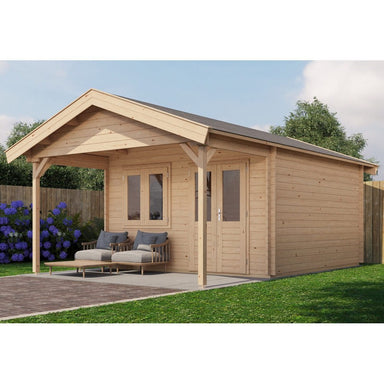 Lugarde Select Log Cabin with veranda Exe - 400x400cm + 200cm Lugarde