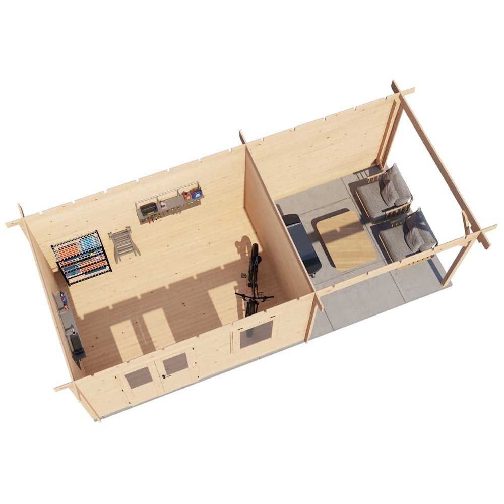 Lugarde Select Log Cabin with veranda Firth of Forth - 400x300cm + 300cm Lugarde