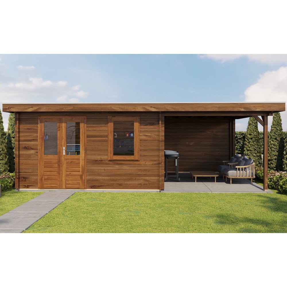 Lugarde Select Log Cabin with veranda Glencoe - 400x400cm + 300cm Lugarde