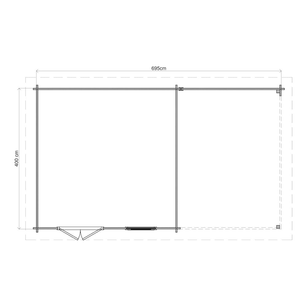 Lugarde Select Log Cabin with veranda Glencoe - 400x400cm + 300cm Lugarde