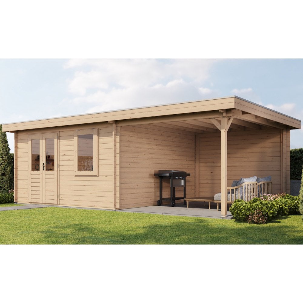 Lugarde Select Log Cabin with veranda Glencoe - 400x400cm + 300cm Lugarde