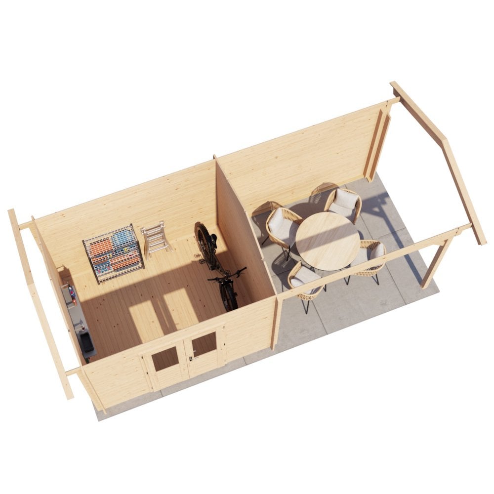 Lugarde Select Log Cabin with veranda Lakeside - 300x250cm + 300cm Lugarde