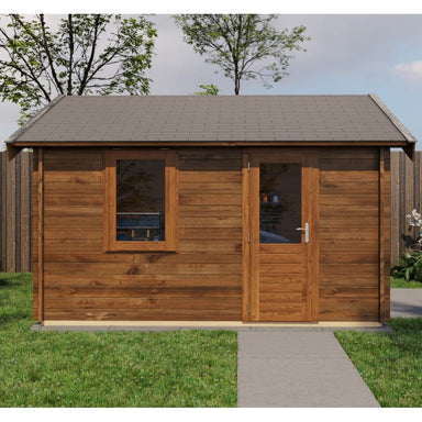 Lugarde Select Log Cabin Lundy with garage door - 400x400cm Lugarde