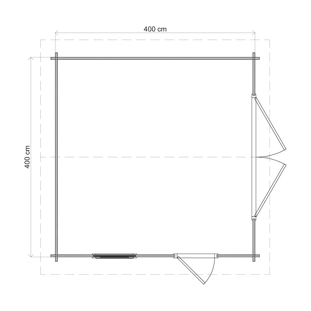 Lugarde Select Log Cabin Lundy with garage door - 400x400cm Lugarde