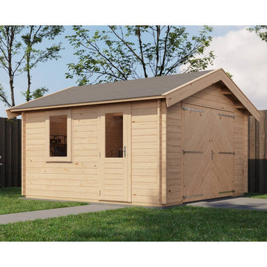 Lugarde Select Log Cabin Lundy with garage door - 400x400cm Lugarde