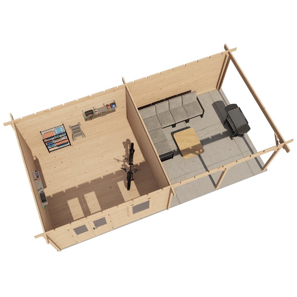 Lugarde Select Log Cabin with veranda Malvern - 400x400cm + 400cm Lugarde
