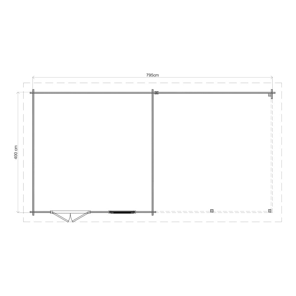 Lugarde Select Log Cabin with veranda Malvern - 400x400cm + 400cm Lugarde