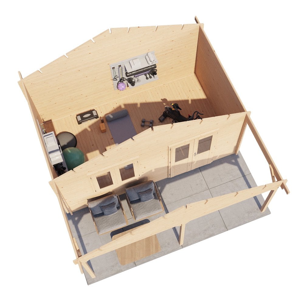 Lugarde Select Log Cabin with veranda Medway - 500x300cm + 200cm Lugarde