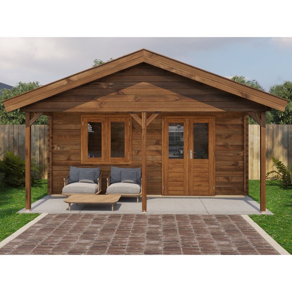 Lugarde Select Log Cabin with veranda Medway - 500x300cm + 200cm Lugarde