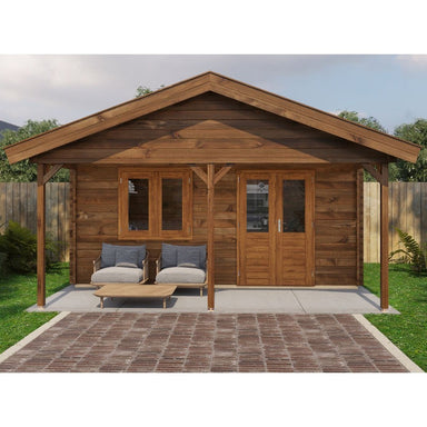 Lugarde Select Log Cabin with veranda Medway - 500x300cm + 200cm Lugarde