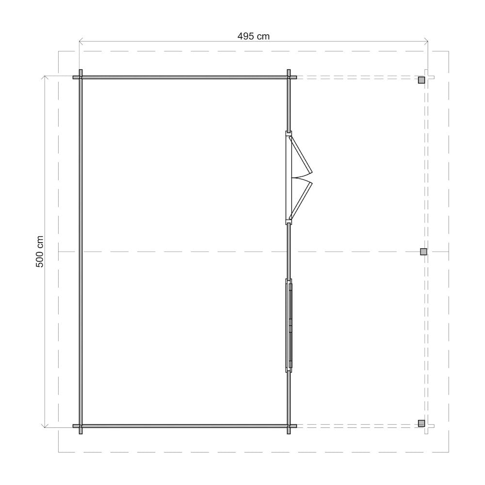 Lugarde Select Log Cabin with veranda Medway - 500x300cm + 200cm Lugarde