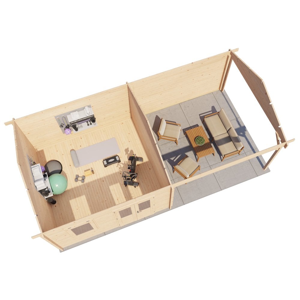 Lugarde Select Log Cabin with veranda Mersey - 400x400cm + 400cm Lugarde