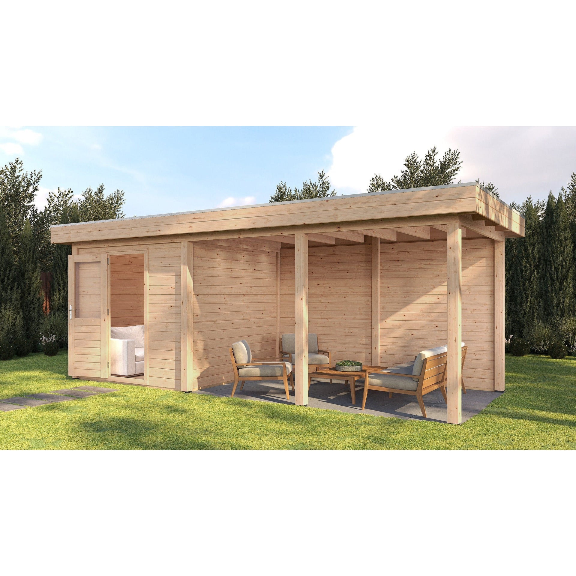 Lugarde Select Modern cabin with veranda Coventry - 250x250cm + 400cm Lugarde