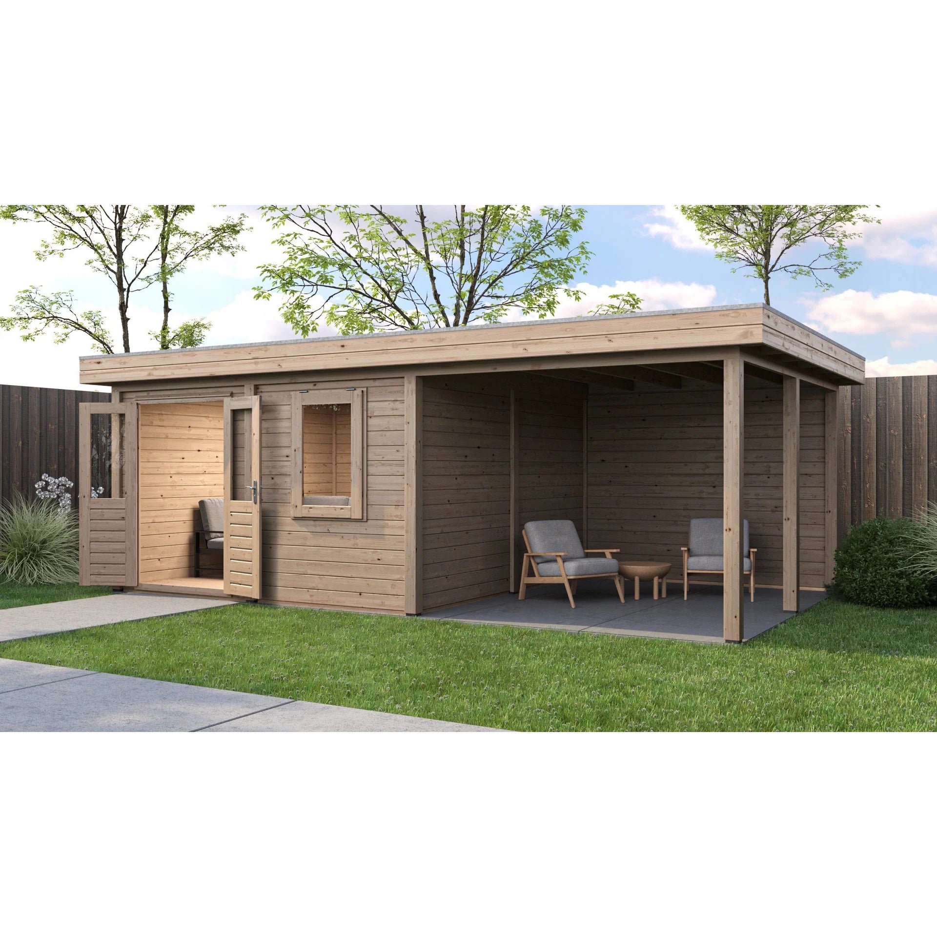 Lugarde Select Modern cabin with veranda Norwich - 388x388cm + 300cm Lugarde