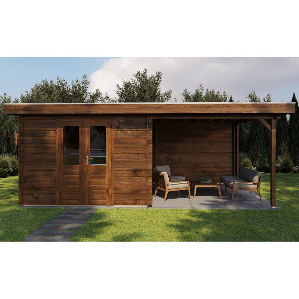 Lugarde Select Log Cabin with veranda Oxford - 300x400cm + 300cm Lugarde