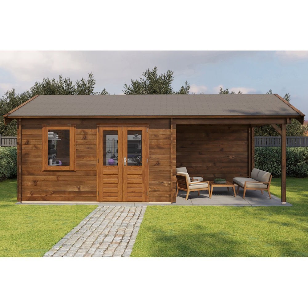 Lugarde Select Log Cabin with veranda Ribble - 400x400cm + 300cm Lugarde