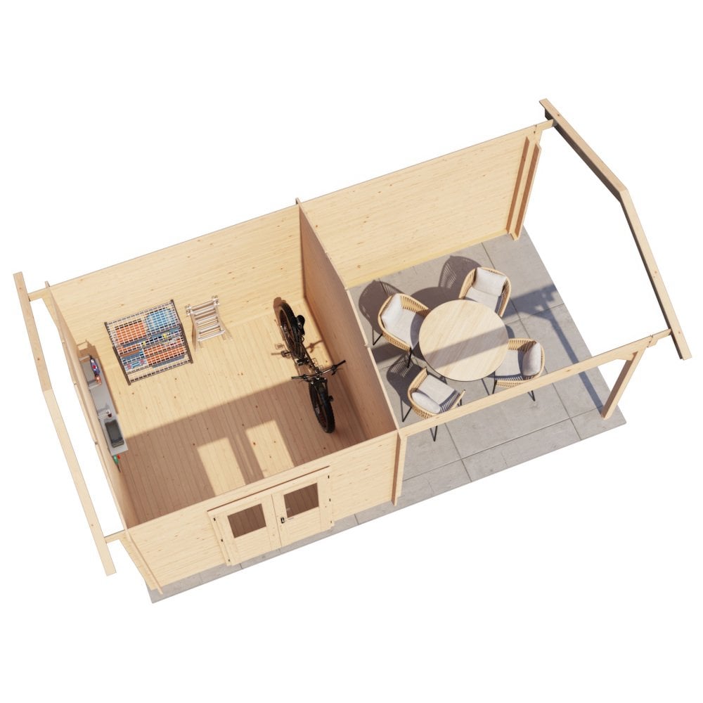 Lugarde Select Log Cabin with veranda Sherwood - 300x300cm + 300cm Lugarde
