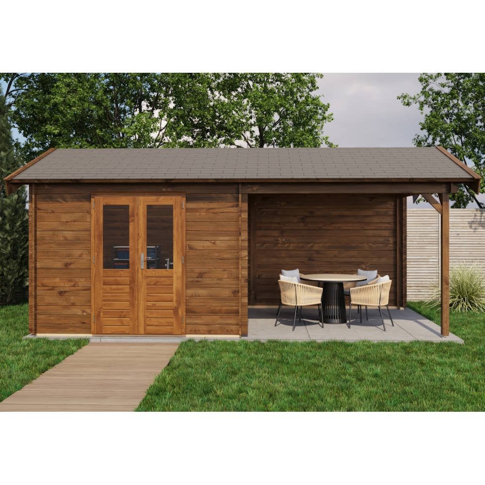 Lugarde Select Log Cabin with veranda Sherwood - 300x300cm + 300cm Lugarde
