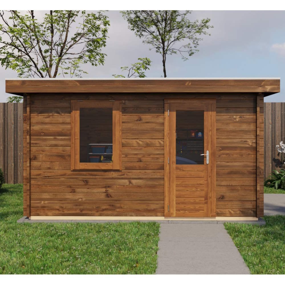 Lugarde Select Log Cabin Shetland with garage door - 400x400cm Lugarde