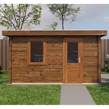 Lugarde Select Log Cabin Shetland with garage door - 400x400cm Lugarde