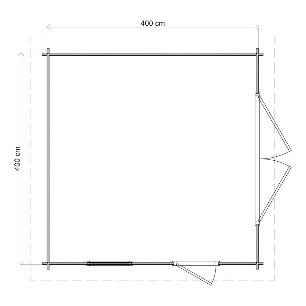 Lugarde Select Log Cabin Shetland with garage door - 400x400cm Lugarde