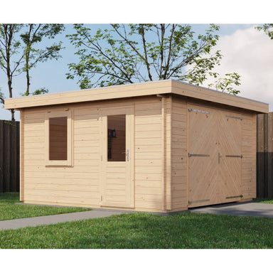 Lugarde Select Log Cabin Shetland with garage door - 400x400cm Lugarde