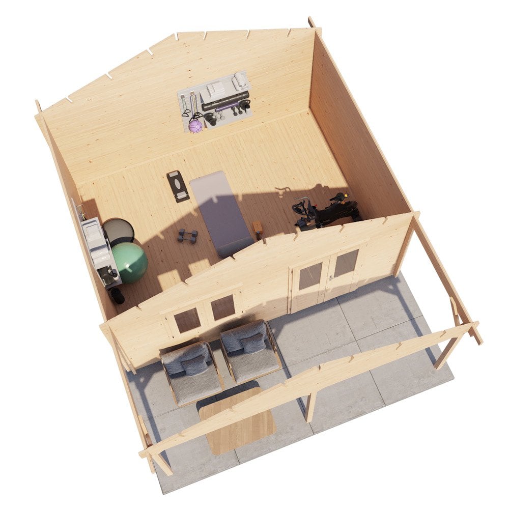 Lugarde Select Log Cabin with veranda Stour - 500x400cm + 200cm Lugarde
