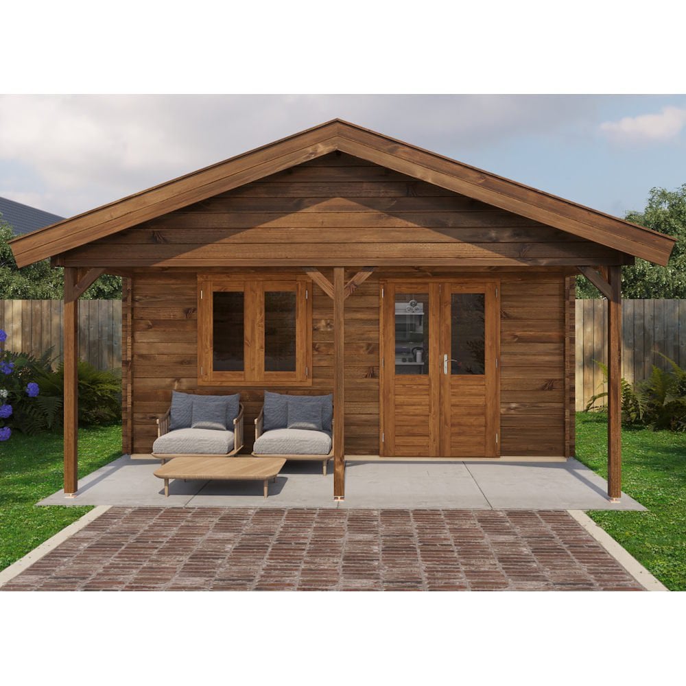 Lugarde Select Log Cabin with veranda Stour - 500x400cm + 200cm Lugarde