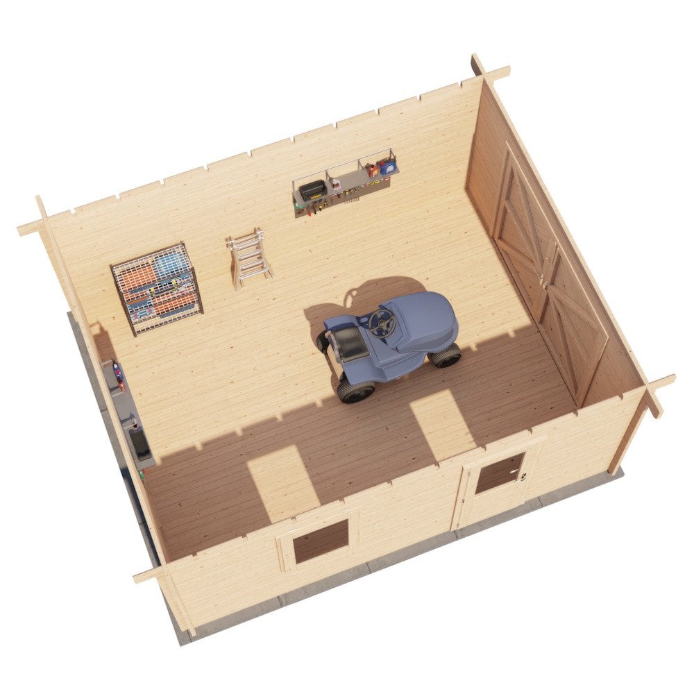 Lugarde Select Log Cabin Stratford with garage door - 400x500cm Lugarde